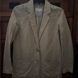 Madewell Women's Beige Checkered Blazer